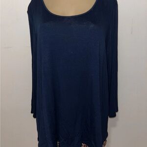 Avenue Navy Blue Plus Size 18/20 Blouse Layered New